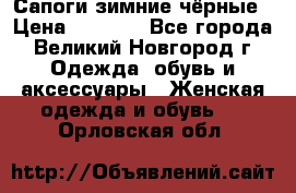 Сапоги зимние чёрные › Цена ­ 3 000 - Все города, Великий Новгород г. Одежда, обувь и аксессуары » Женская одежда и обувь   . Орловская обл.